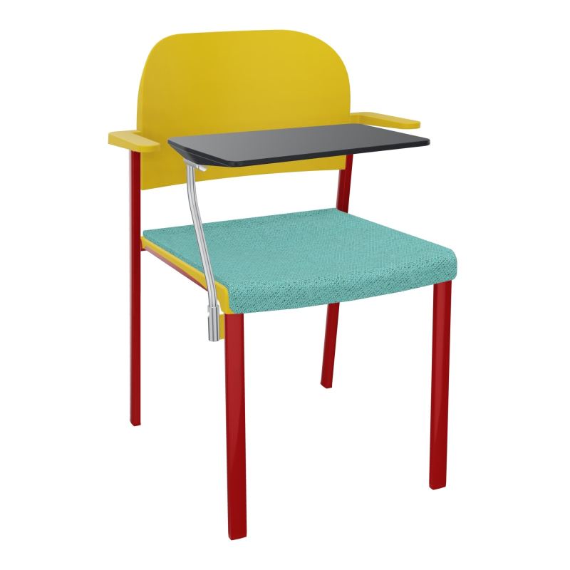 ROMY CHAISE 4P FIXES ASSISE TISSU DOSSIER POLYPRO AVEC ACCOUDOIRS+TABLETTE NOIRE BG ZY PW
