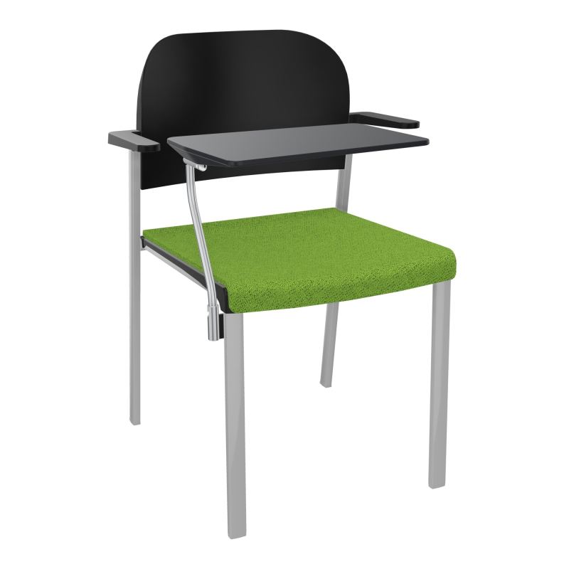 ROMY CHAISE 4P FIXES ASSISE TISSU DOSSIER POLYPRO AVEC ACCOUDOIRS+TABLETTE NOIRE BK SB PU