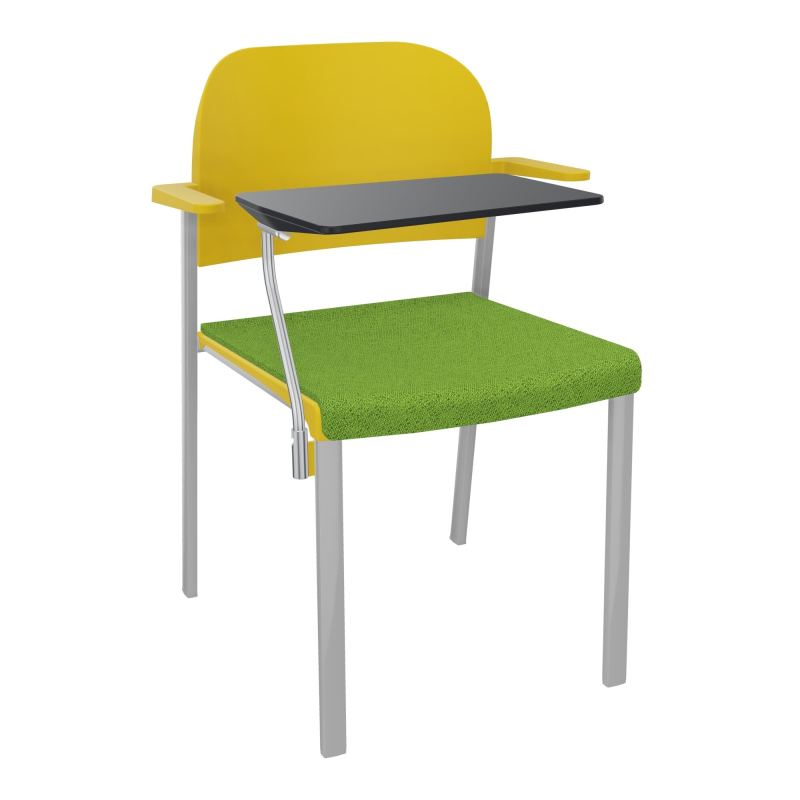 ROMY CHAISE 4P FIXES ASSISE TISSU DOSSIER POLYPRO AVEC ACCOUDOIRS+TABLETTE NOIRE BK SB PW