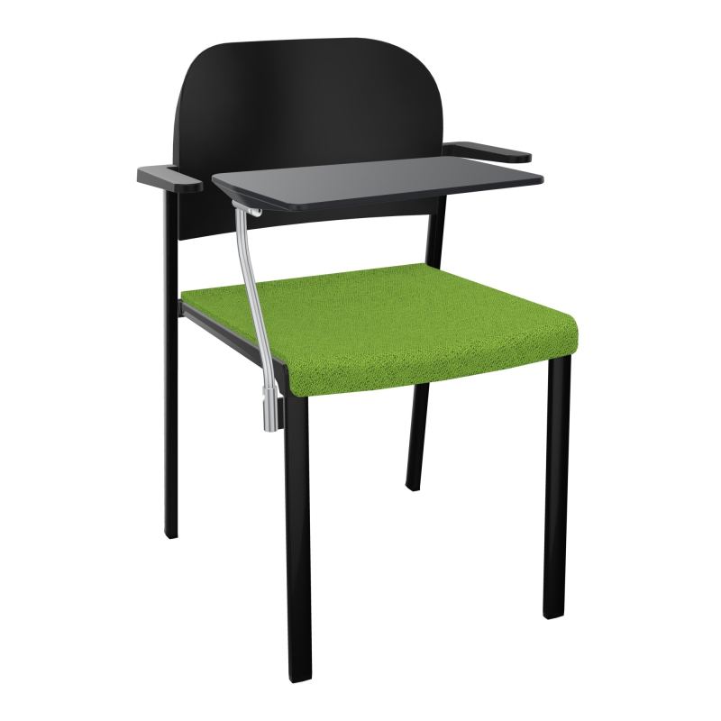ROMY CHAISE 4P FIXES ASSISE TISSU DOSSIER POLYPRO AVEC ACCOUDOIRS+TABLETTE NOIRE BK SG PU