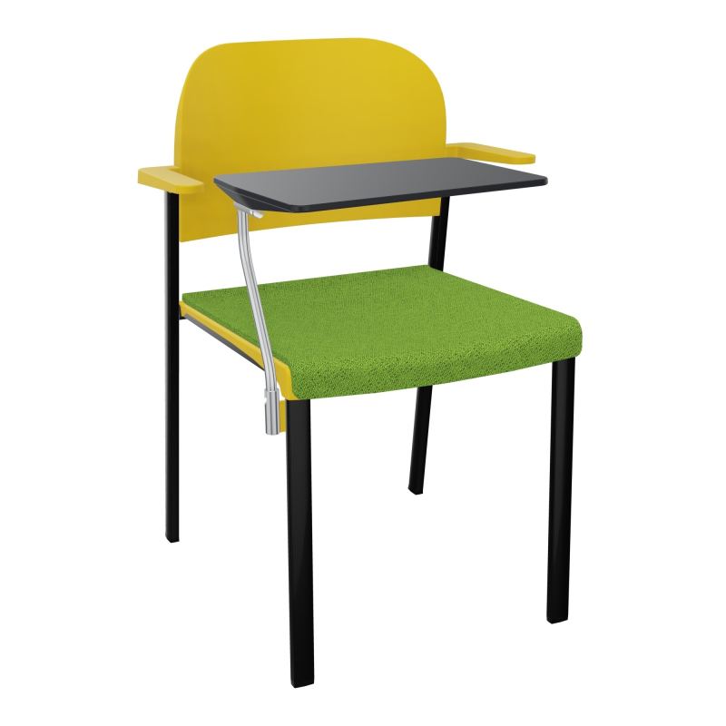 ROMY CHAISE 4P FIXES ASSISE TISSU DOSSIER POLYPRO AVEC ACCOUDOIRS+TABLETTE NOIRE BK SG PW