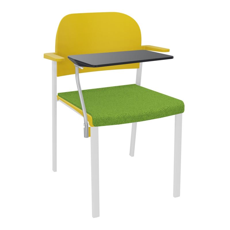 ROMY CHAISE 4P FIXES ASSISE TISSU DOSSIER POLYPRO AVEC ACCOUDOIRS+TABLETTE NOIRE BK SP PW
