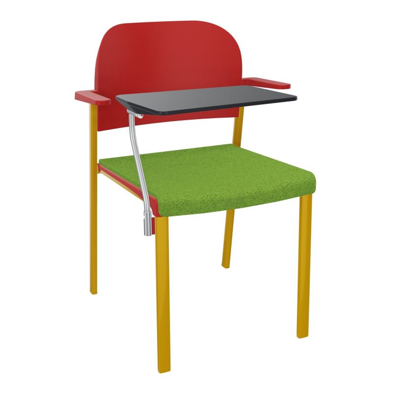 ROMY CHAISE 4P FIXES ASSISE TISSU DOSSIER POLYPRO AVEC ACCOUDOIRS+TABLETTE NOIRE BK SX PZ