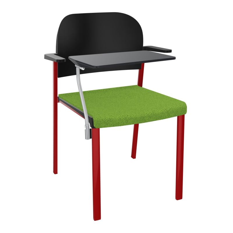 ROMY CHAISE 4P FIXES ASSISE TISSU DOSSIER POLYPRO AVEC ACCOUDOIRS+TABLETTE NOIRE BK ZY PU