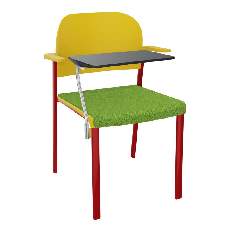 ROMY CHAISE 4P FIXES ASSISE TISSU DOSSIER POLYPRO AVEC ACCOUDOIRS+TABLETTE NOIRE BK ZY PW