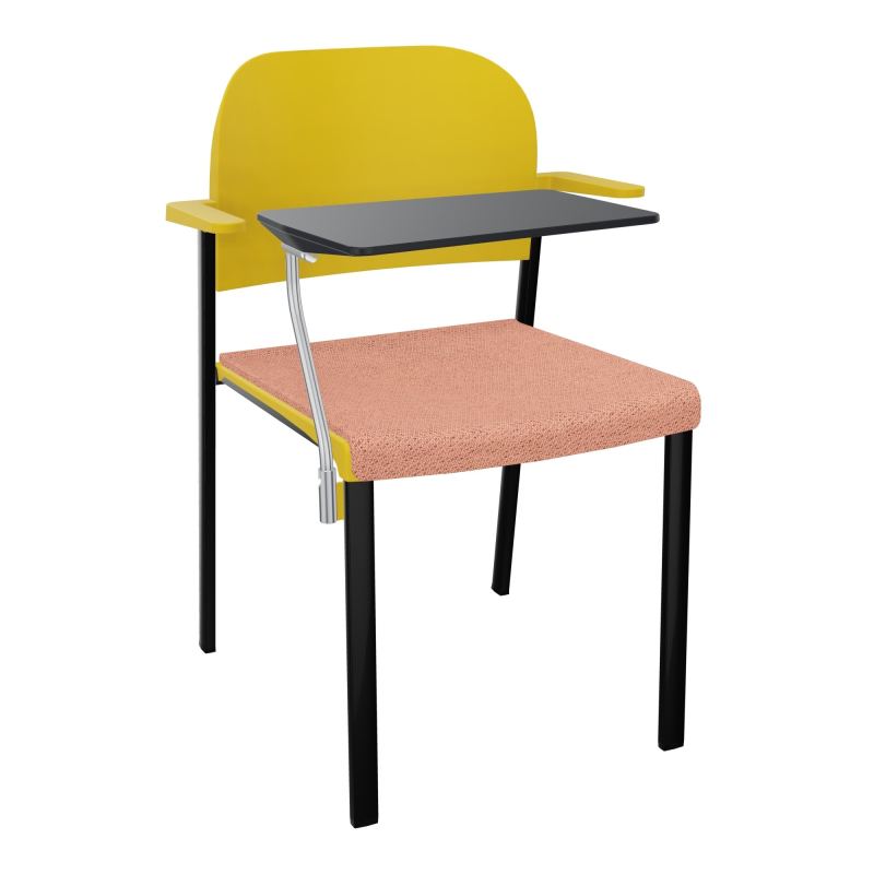 ROMY CHAISE 4P FIXES ASSISE TISSU DOSSIER POLYPRO AVEC ACCOUDOIRS+TABLETTE NOIRE BL SG PW