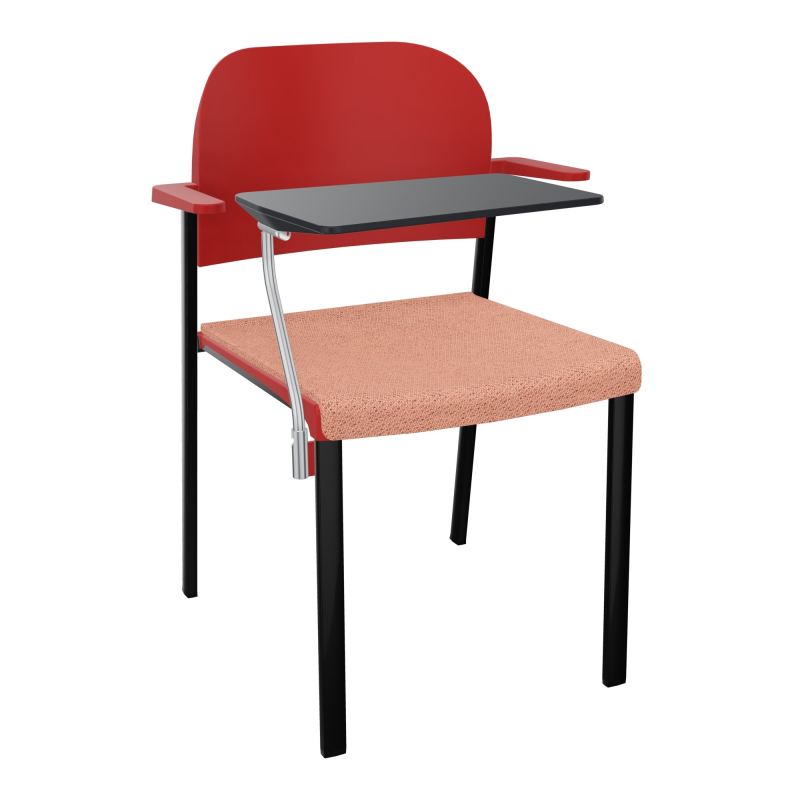 ROMY CHAISE 4P FIXES ASSISE TISSU DOSSIER POLYPRO AVEC ACCOUDOIRS+TABLETTE NOIRE BL SG PZ