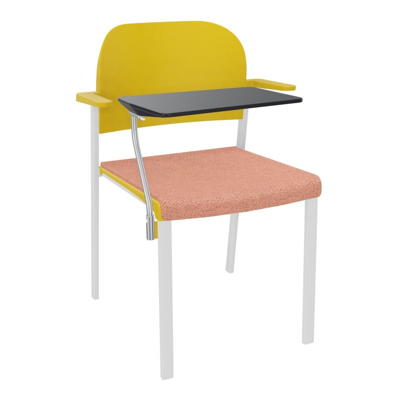 ROMY CHAISE 4P FIXES ASSISE TISSU DOSSIER POLYPRO AVEC ACCOUDOIRS+TABLETTE NOIRE BL SP PW