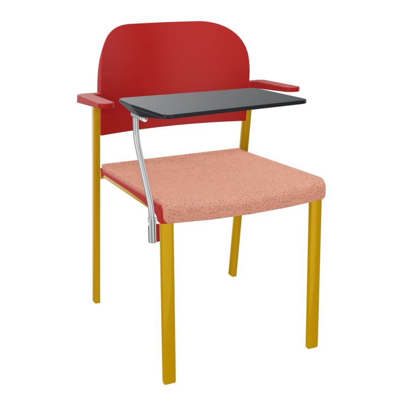ROMY CHAISE 4P FIXES ASSISE TISSU DOSSIER POLYPRO AVEC ACCOUDOIRS+TABLETTE NOIRE BL SX PZ