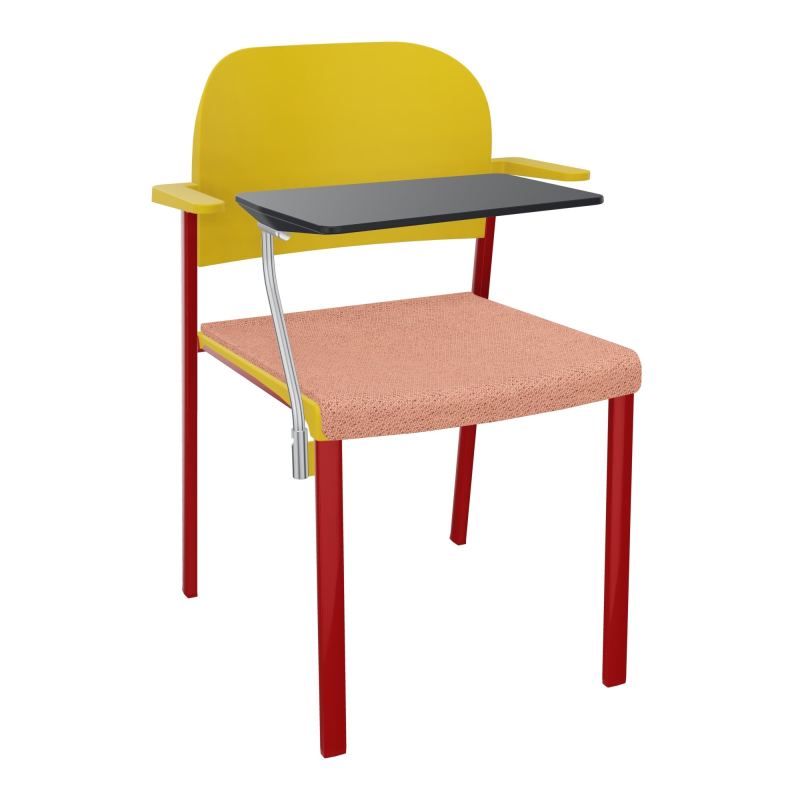 ROMY CHAISE 4P FIXES ASSISE TISSU DOSSIER POLYPRO AVEC ACCOUDOIRS+TABLETTE NOIRE BL ZY PW