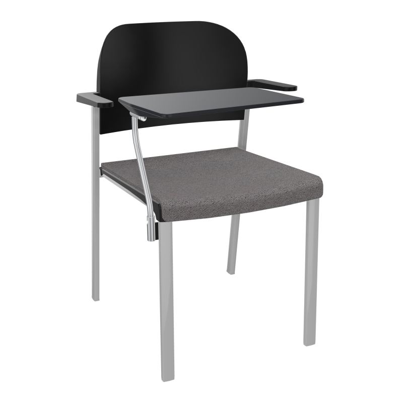 ROMY CHAISE 4P FIXES ASSISE TISSU DOSSIER POLYPRO AVEC ACCOUDOIRS+TABLETTE NOIRE BN SB PU