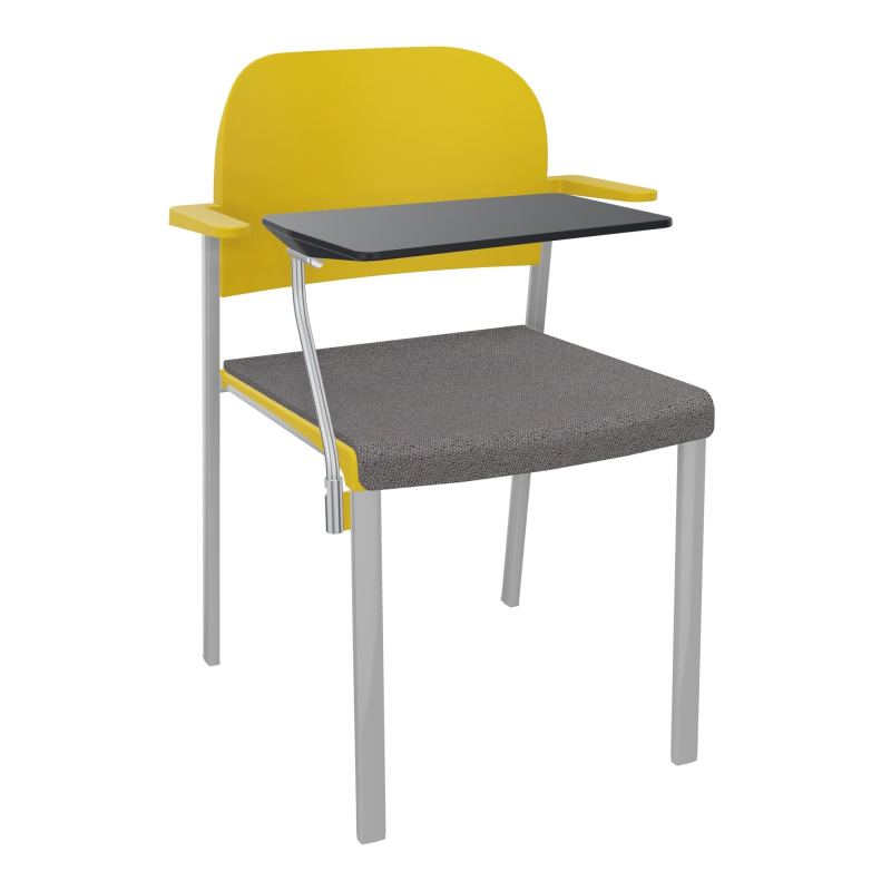 ROMY CHAISE 4P FIXES ASSISE TISSU DOSSIER POLYPRO AVEC ACCOUDOIRS+TABLETTE NOIRE BN SB PW