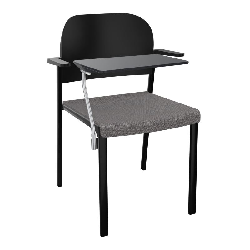 ROMY CHAISE 4P FIXES ASSISE TISSU DOSSIER POLYPRO AVEC ACCOUDOIRS+TABLETTE NOIRE BN SG PU