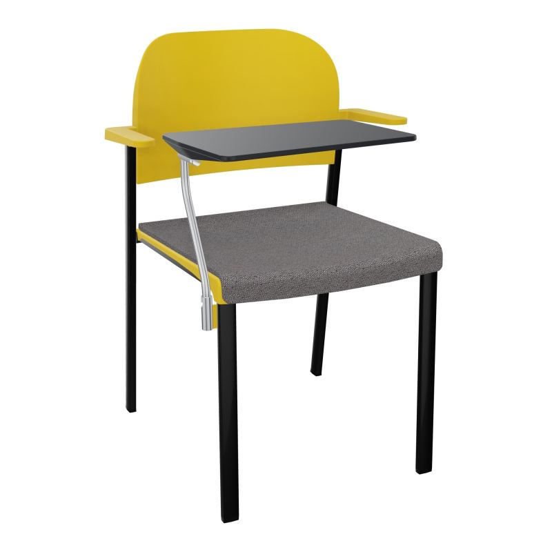 ROMY CHAISE 4P FIXES ASSISE TISSU DOSSIER POLYPRO AVEC ACCOUDOIRS+TABLETTE NOIRE BN SG PW