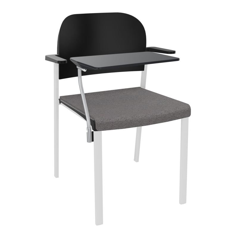 ROMY CHAISE 4P FIXES ASSISE TISSU DOSSIER POLYPRO AVEC ACCOUDOIRS+TABLETTE NOIRE BN SP PU
