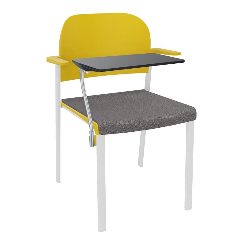 ROMY CHAISE 4P FIXES ASSISE TISSU DOSSIER POLYPRO AVEC ACCOUDOIRS+TABLETTE NOIRE BN SP PW