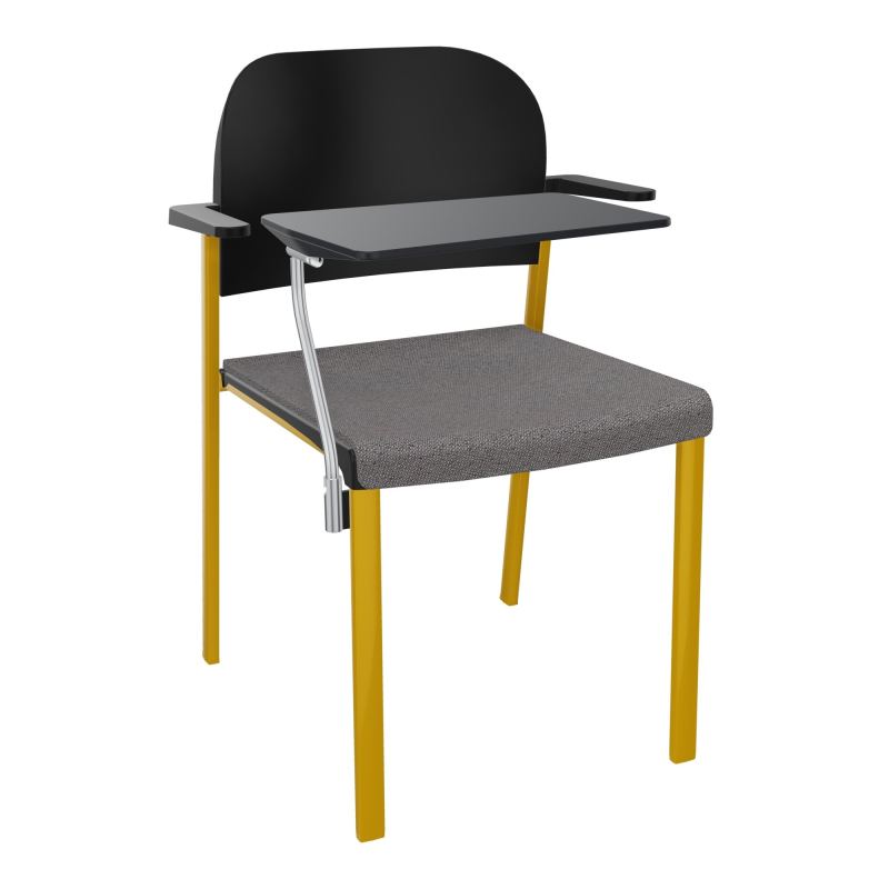 ROMY CHAISE 4P FIXES ASSISE TISSU DOSSIER POLYPRO AVEC ACCOUDOIRS+TABLETTE NOIRE BN SX PU