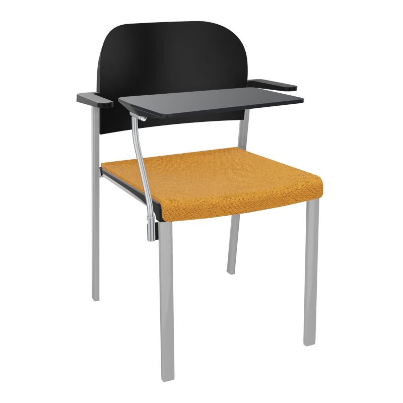 ROMY CHAISE 4P FIXES ASSISE TISSU DOSSIER POLYPRO AVEC ACCOUDOIRS+TABLETTE NOIRE BO SB PU