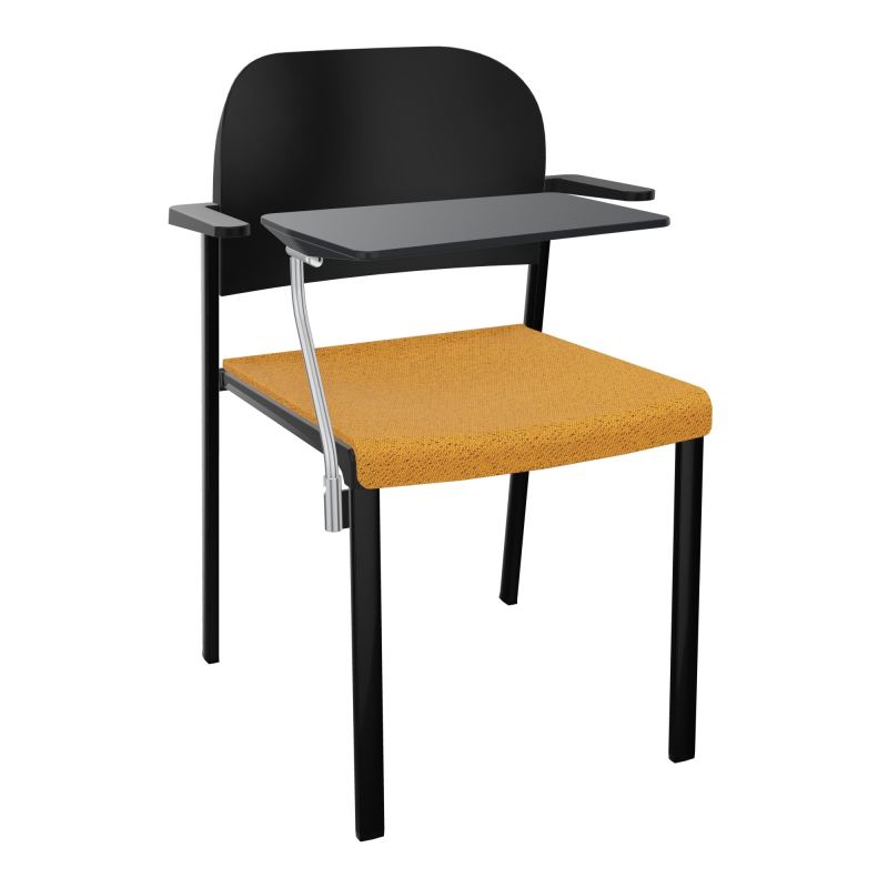 ROMY CHAISE 4P FIXES ASSISE TISSU DOSSIER POLYPRO AVEC ACCOUDOIRS+TABLETTE NOIRE BO SG PU