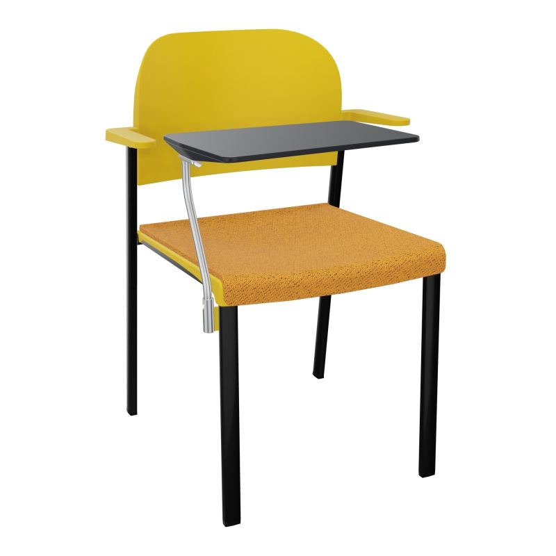 ROMY CHAISE 4P FIXES ASSISE TISSU DOSSIER POLYPRO AVEC ACCOUDOIRS+TABLETTE NOIRE BO SG PW