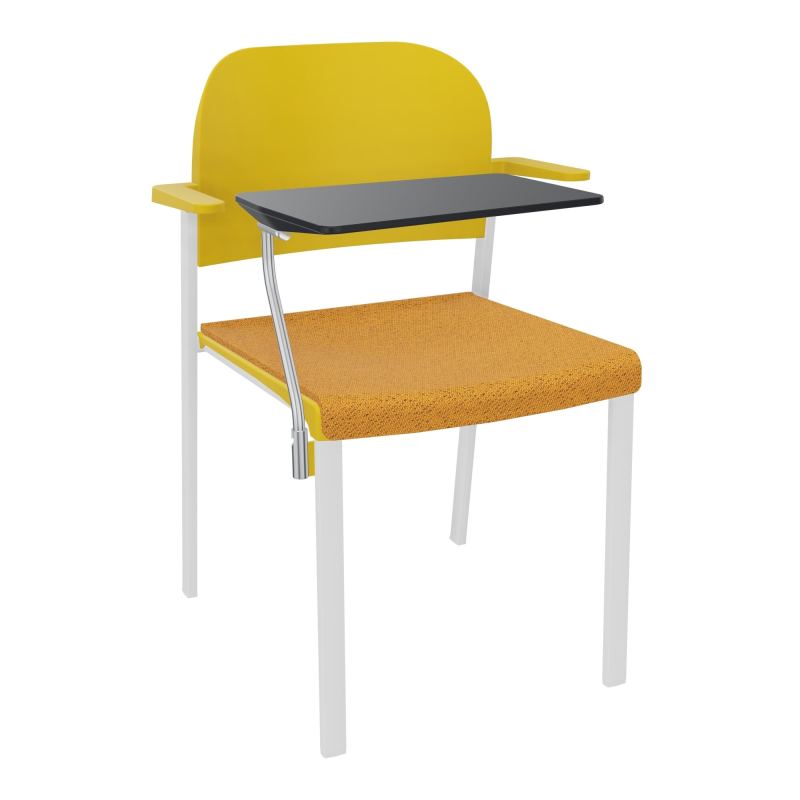 ROMY CHAISE 4P FIXES ASSISE TISSU DOSSIER POLYPRO AVEC ACCOUDOIRS+TABLETTE NOIRE BO SP PW