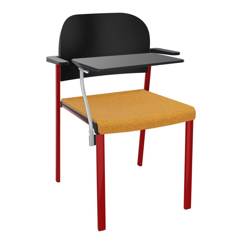 ROMY CHAISE 4P FIXES ASSISE TISSU DOSSIER POLYPRO AVEC ACCOUDOIRS+TABLETTE NOIRE BO ZY PU
