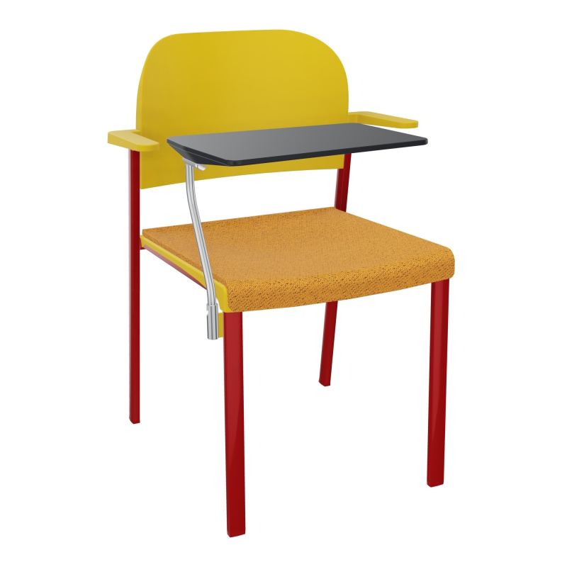 ROMY CHAISE 4P FIXES ASSISE TISSU DOSSIER POLYPRO AVEC ACCOUDOIRS+TABLETTE NOIRE BO ZY PW