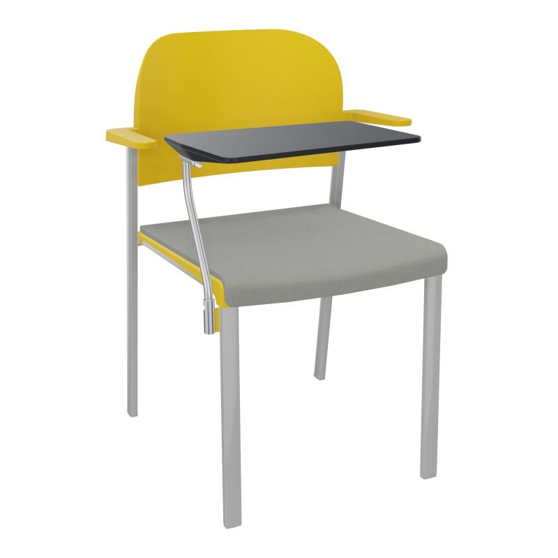 ROMY CHAISE 4P FIXES ASSISE TISSU DOSSIER POLYPRO AVEC ACCOUDOIRS+TABLETTE NOIRE CA SB PW