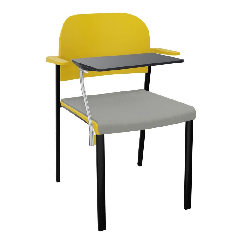 ROMY CHAISE 4P FIXES ASSISE TISSU DOSSIER POLYPRO AVEC ACCOUDOIRS+TABLETTE NOIRE CA SG PW