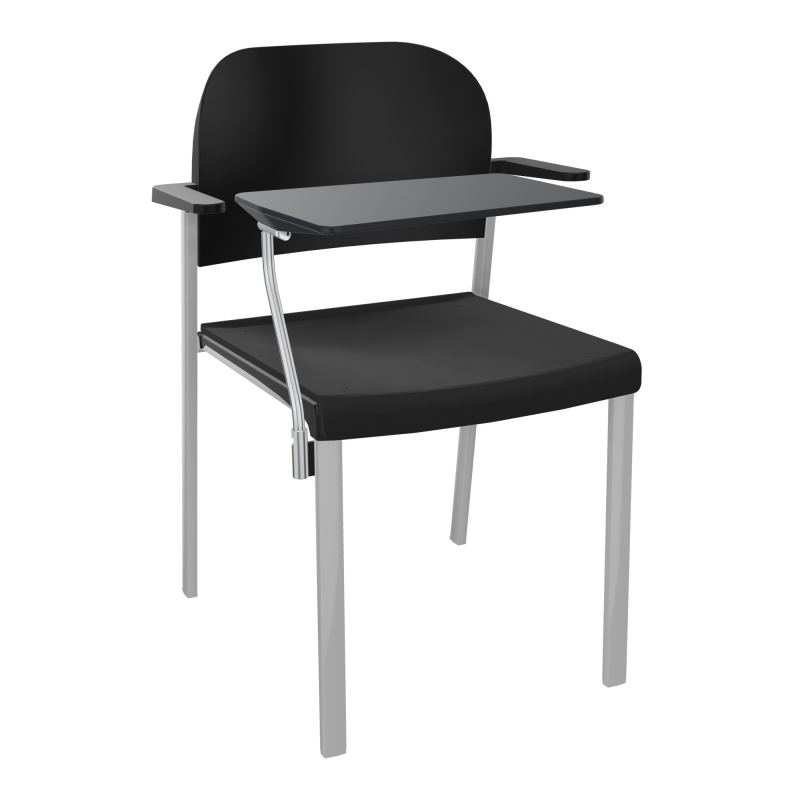ROMY CHAISE 4P FIXES ASSISE TISSU DOSSIER POLYPRO AVEC ACCOUDOIRS+TABLETTE NOIRE CB SB PU
