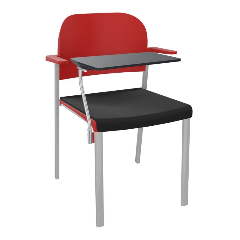 ROMY CHAISE 4P FIXES ASSISE TISSU DOSSIER POLYPRO AVEC ACCOUDOIRS+TABLETTE NOIRE CB SB PZ