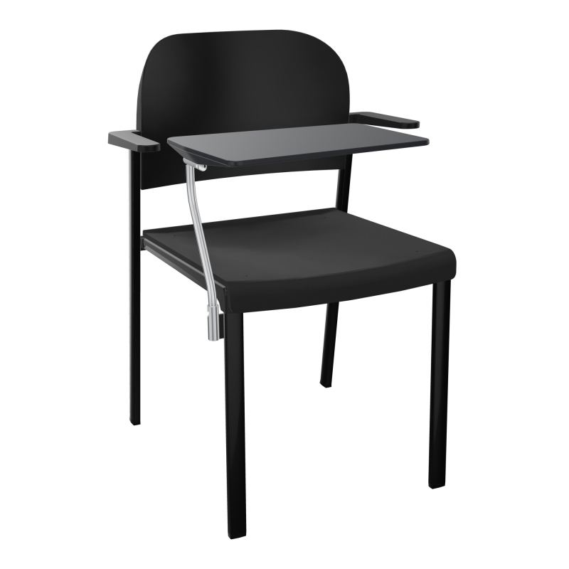 ROMY CHAISE 4P FIXES ASSISE TISSU DOSSIER POLYPRO AVEC ACCOUDOIRS+TABLETTE NOIRE CB SG PU