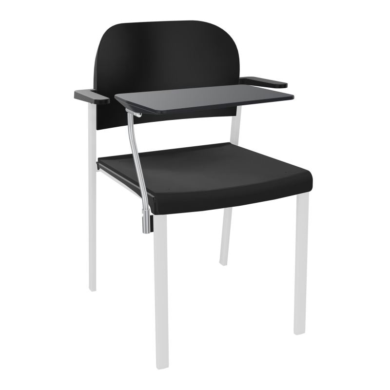 ROMY CHAISE 4P FIXES ASSISE TISSU DOSSIER POLYPRO AVEC ACCOUDOIRS+TABLETTE NOIRE CB SP PU