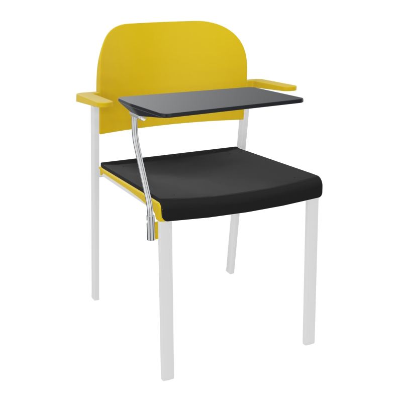 ROMY CHAISE 4P FIXES ASSISE TISSU DOSSIER POLYPRO AVEC ACCOUDOIRS+TABLETTE NOIRE CB SP PW