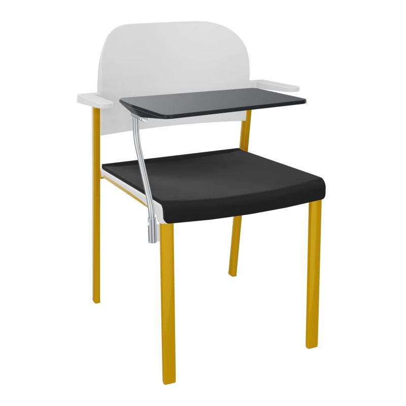 ROMY CHAISE 4P FIXES ASSISE TISSU DOSSIER POLYPRO AVEC ACCOUDOIRS+TABLETTE NOIRE