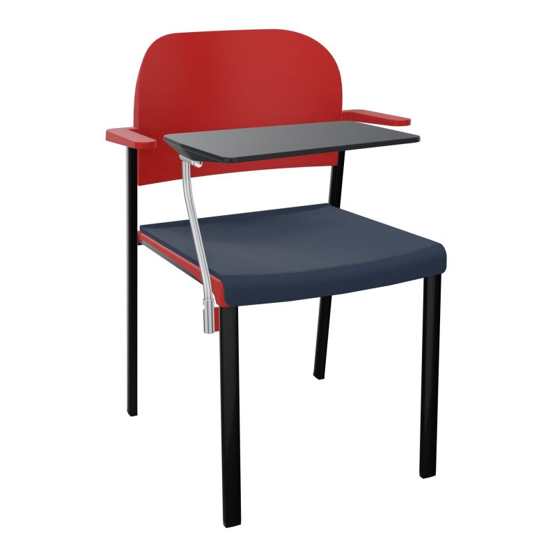 ROMY CHAISE 4P FIXES ASSISE TISSU DOSSIER POLYPRO AVEC ACCOUDOIRS+TABLETTE NOIRE CC SG PZ