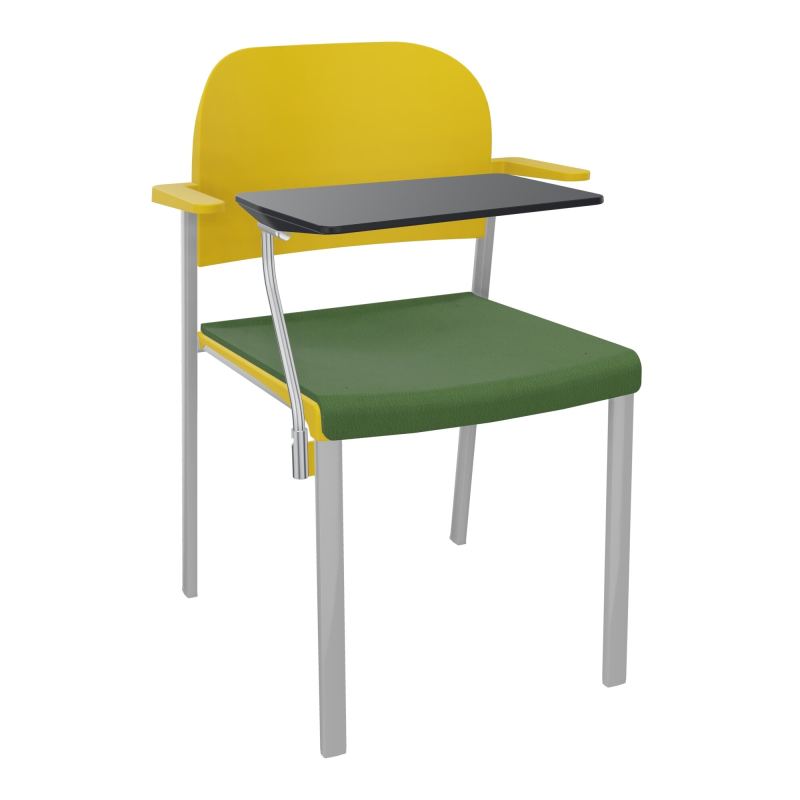ROMY CHAISE 4P FIXES ASSISE TISSU DOSSIER POLYPRO AVEC ACCOUDOIRS+TABLETTE NOIRE CE SB PW