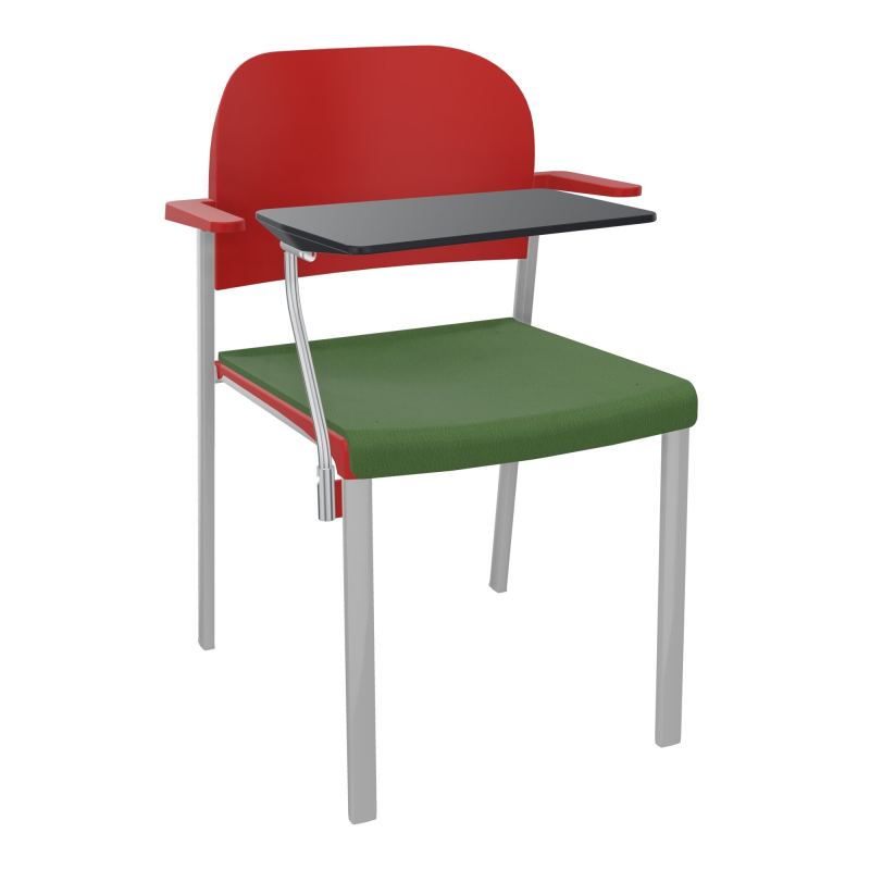 ROMY CHAISE 4P FIXES ASSISE TISSU DOSSIER POLYPRO AVEC ACCOUDOIRS+TABLETTE NOIRE CE SB PZ