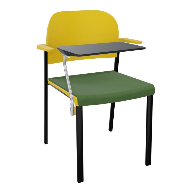 ROMY CHAISE 4P FIXES ASSISE TISSU DOSSIER POLYPRO AVEC ACCOUDOIRS+TABLETTE NOIRE CE SG PW