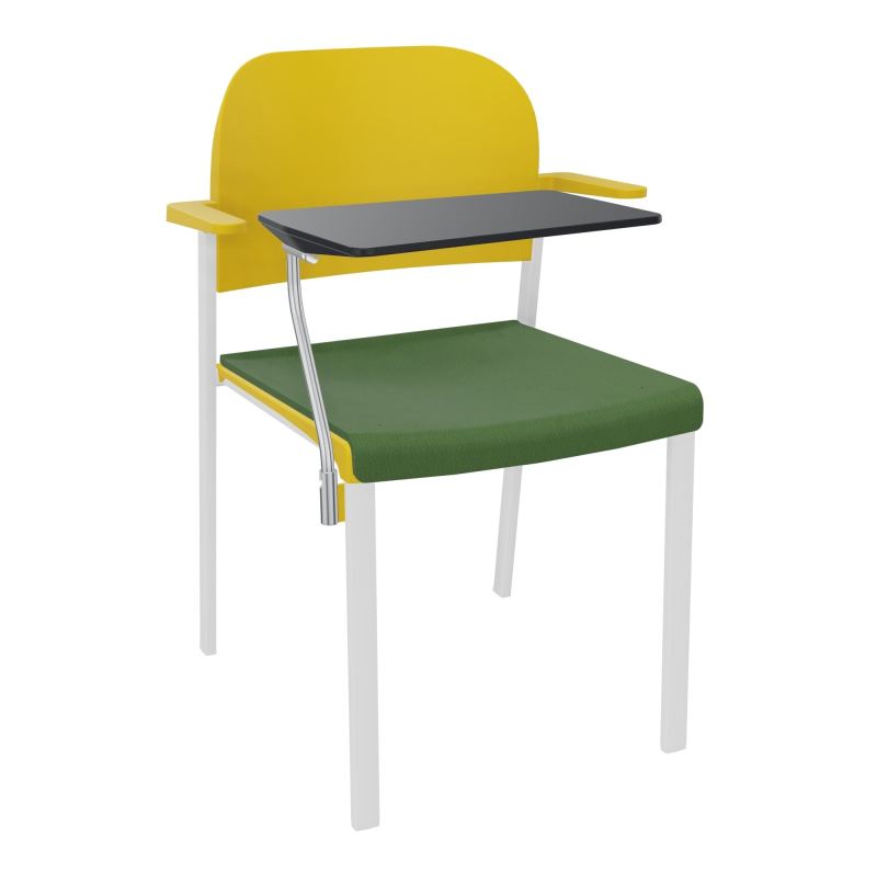 ROMY CHAISE 4P FIXES ASSISE TISSU DOSSIER POLYPRO AVEC ACCOUDOIRS+TABLETTE NOIRE CE SP PW