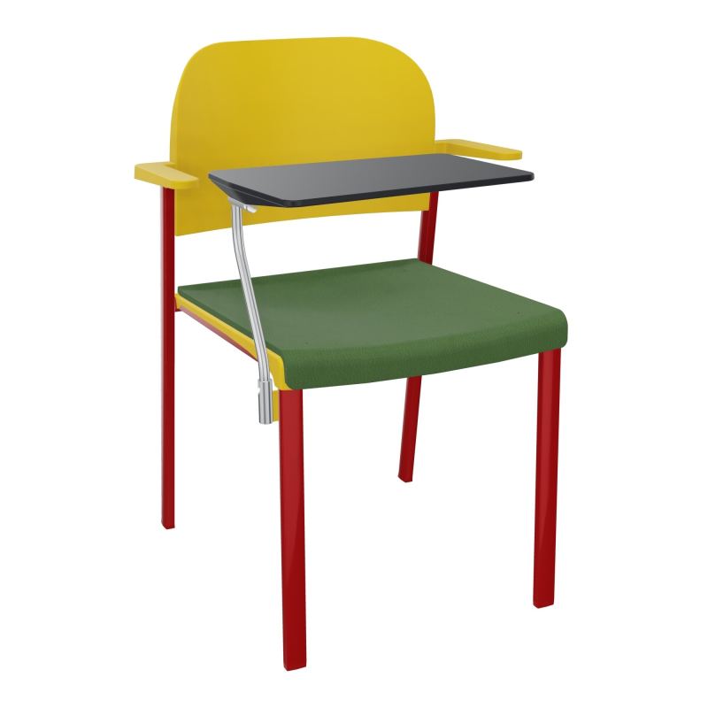 ROMY CHAISE 4P FIXES ASSISE TISSU DOSSIER POLYPRO AVEC ACCOUDOIRS+TABLETTE NOIRE CE ZY PW