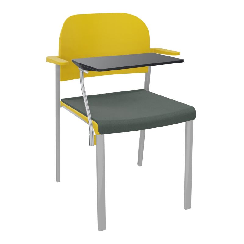 ROMY CHAISE 4P FIXES ASSISE TISSU DOSSIER POLYPRO AVEC ACCOUDOIRS+TABLETTE NOIRE CF SB PW
