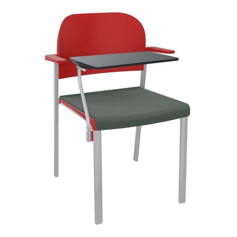ROMY CHAISE 4P FIXES ASSISE TISSU DOSSIER POLYPRO AVEC ACCOUDOIRS+TABLETTE NOIRE CF SB PZ