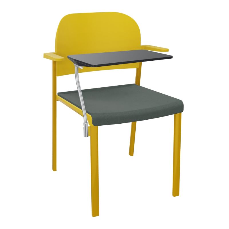 ROMY CHAISE 4P FIXES ASSISE TISSU DOSSIER POLYPRO AVEC ACCOUDOIRS+TABLETTE NOIRE CF SX PW