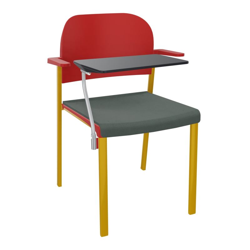 ROMY CHAISE 4P FIXES ASSISE TISSU DOSSIER POLYPRO AVEC ACCOUDOIRS+TABLETTE NOIRE CF SX PZ