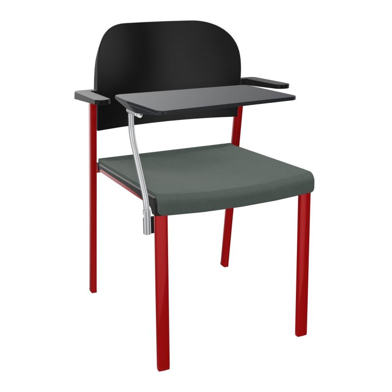 ROMY CHAISE 4P FIXES ASSISE TISSU DOSSIER POLYPRO AVEC ACCOUDOIRS+TABLETTE NOIRE CF ZY PU