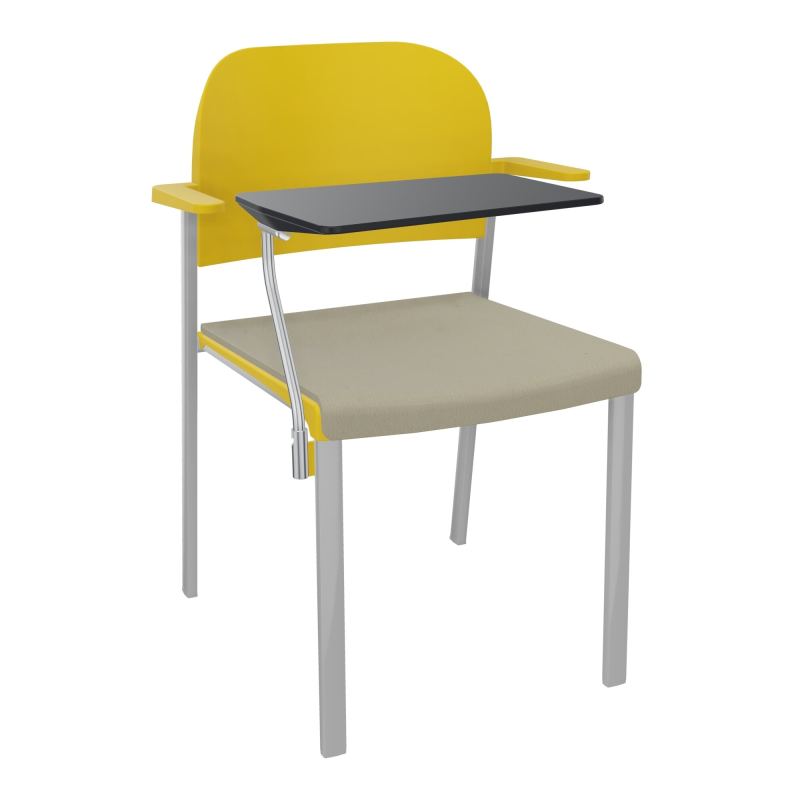 ROMY CHAISE 4P FIXES ASSISE TISSU DOSSIER POLYPRO AVEC ACCOUDOIRS+TABLETTE NOIRE CG SB PW