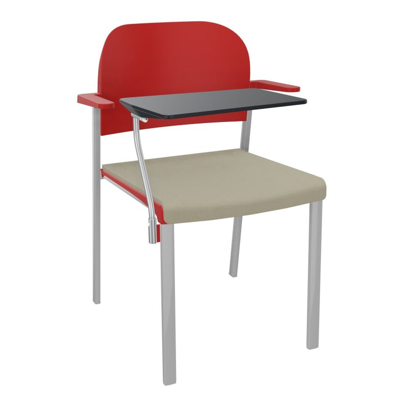 ROMY CHAISE 4P FIXES ASSISE TISSU DOSSIER POLYPRO AVEC ACCOUDOIRS+TABLETTE NOIRE CG SB PZ
