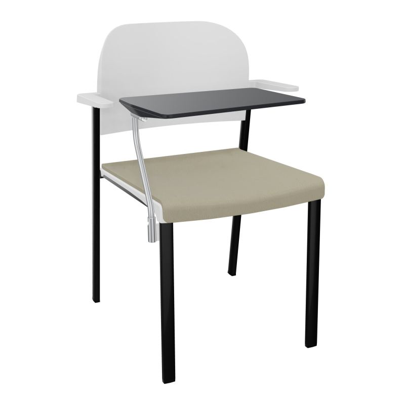ROMY CHAISE 4P FIXES ASSISE TISSU DOSSIER POLYPRO AVEC ACCOUDOIRS+TABLETTE NOIRE CG SG PT