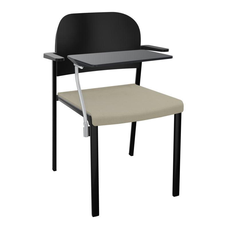 ROMY CHAISE 4P FIXES ASSISE TISSU DOSSIER POLYPRO AVEC ACCOUDOIRS+TABLETTE NOIRE CG SG PU